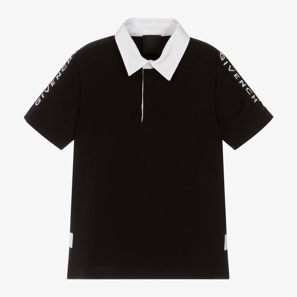 Givenchy - Boys Black Cotton Rugby Shirt | Childrensalon