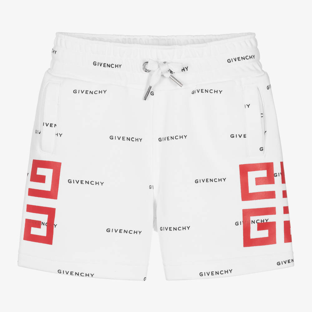 Givenchy - Boys White 4G Cotton Shorts | Childrensalon