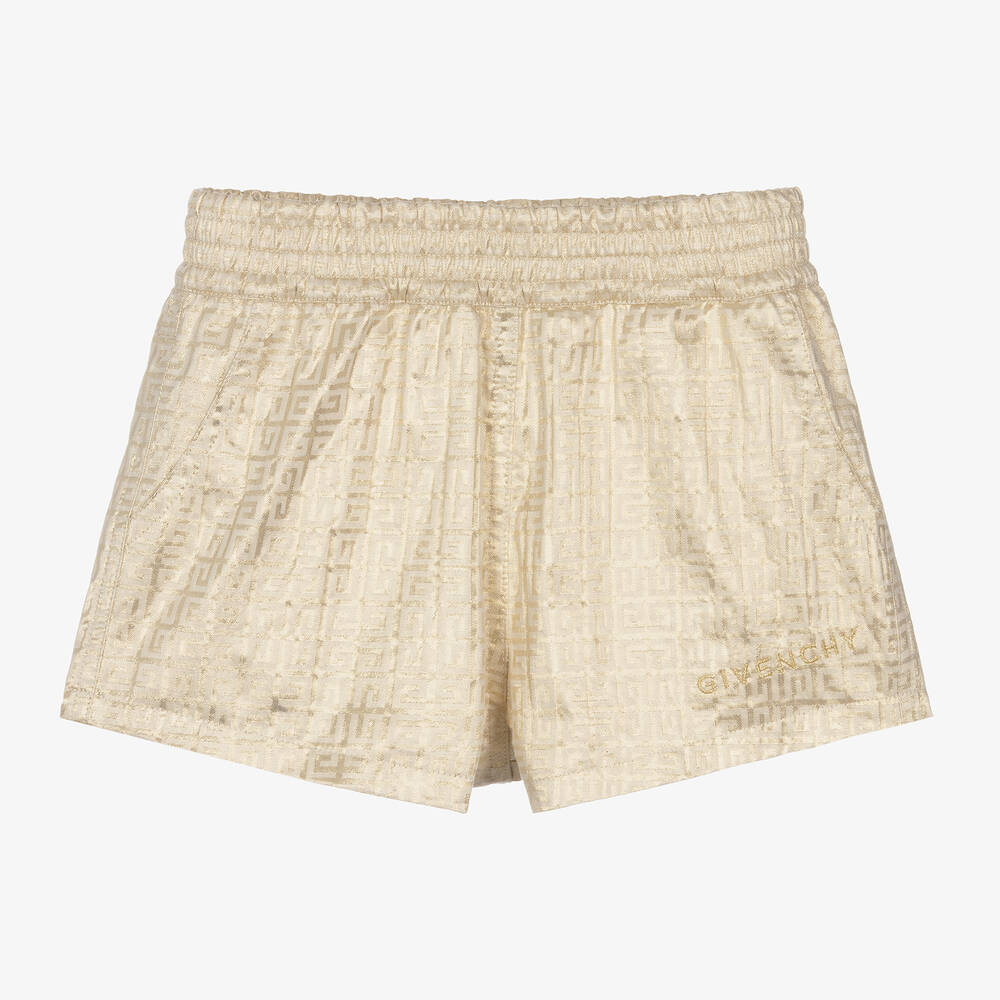 Givenchy - Girls Gold Jacquard Shorts | Childrensalon