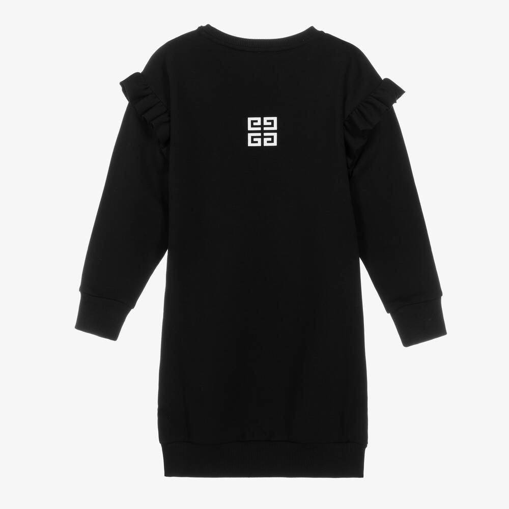 Givenchy girl dress in fleece with printed logo Black