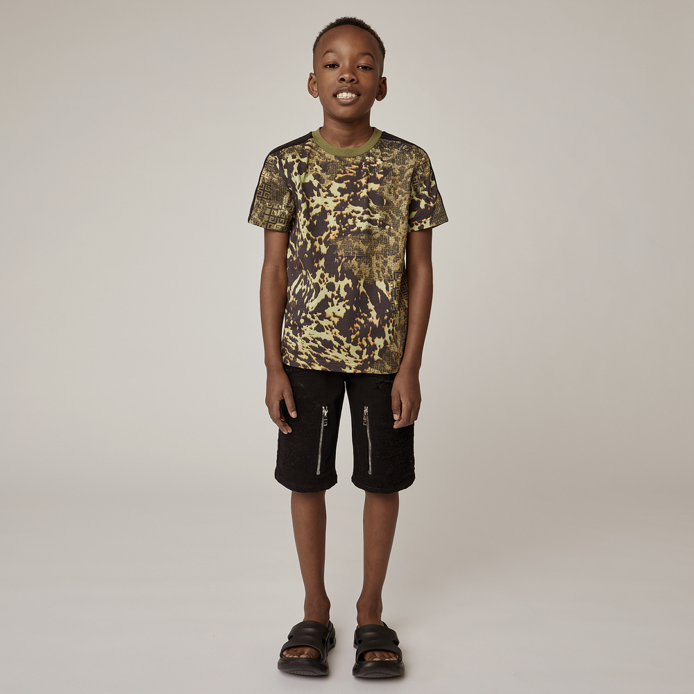 Givenchy Babies' 4g Camouflage-print Shorts In Kaki