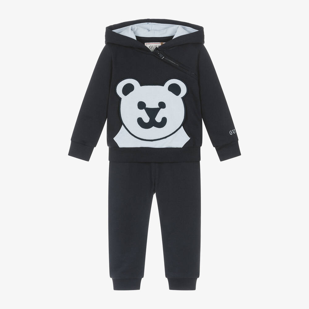 Guess - Baby Boys Blue Cotton Bear Tracksuit | Childrensalon