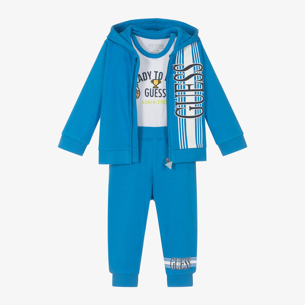 Guess - Baby Boys Blue Cotton Tracksuit Set | Childrensalon