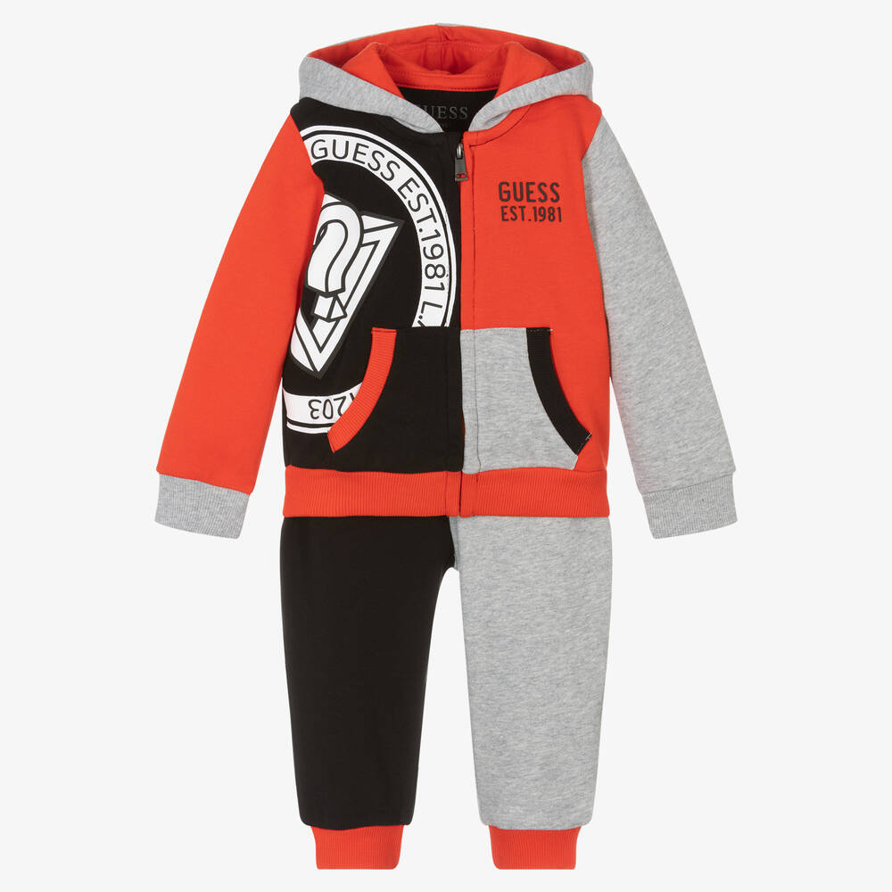 Guess - Baby Boys Red Colourblock Tracksuit | Childrensalon Outlet