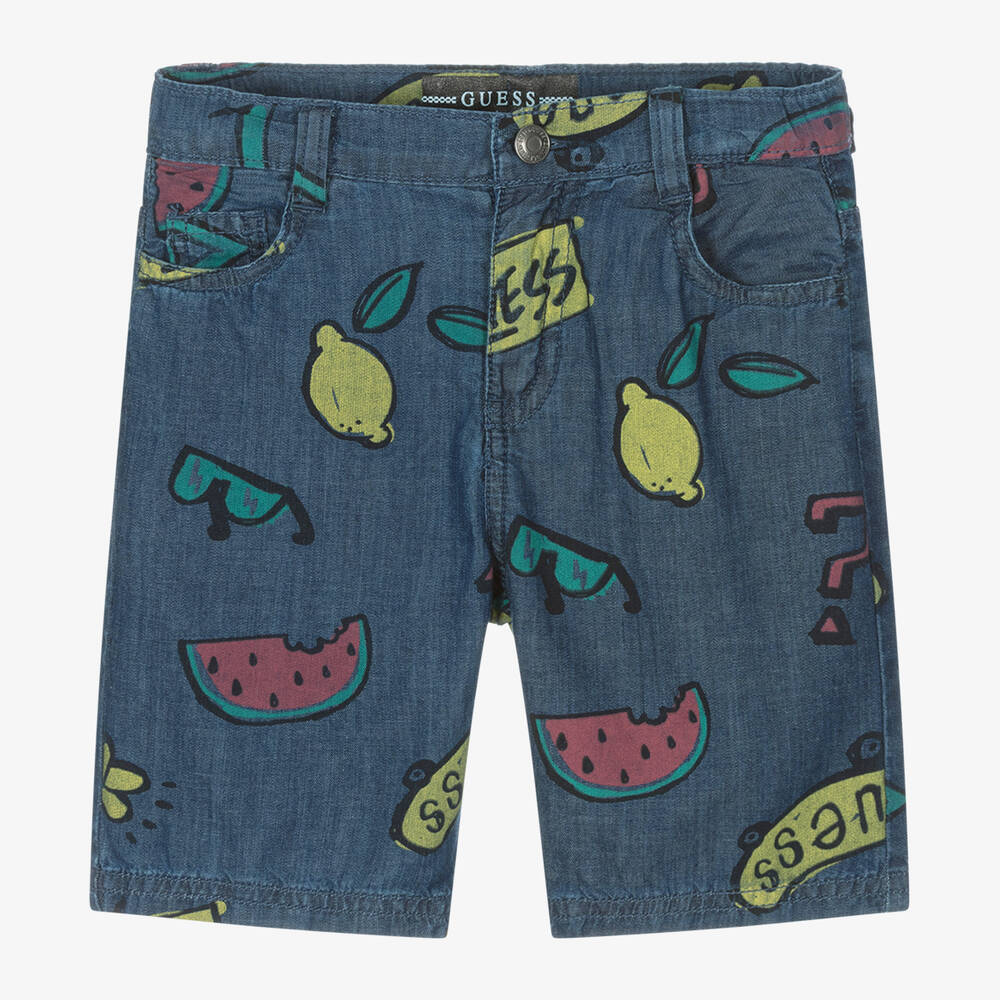 Guess - Boys Blue Chambray Shorts | Childrensalon