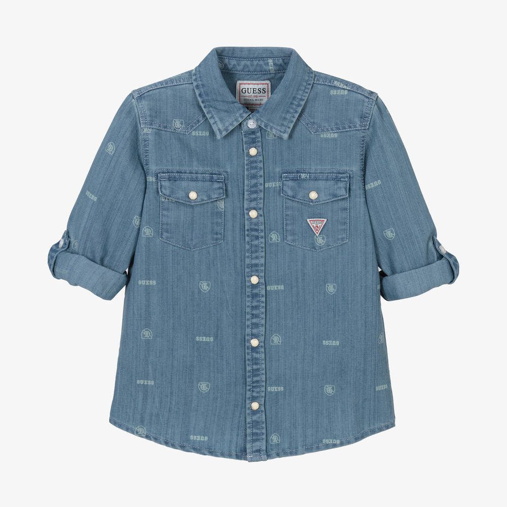 Guess - Boys Blue Denim Shirt | Childrensalon