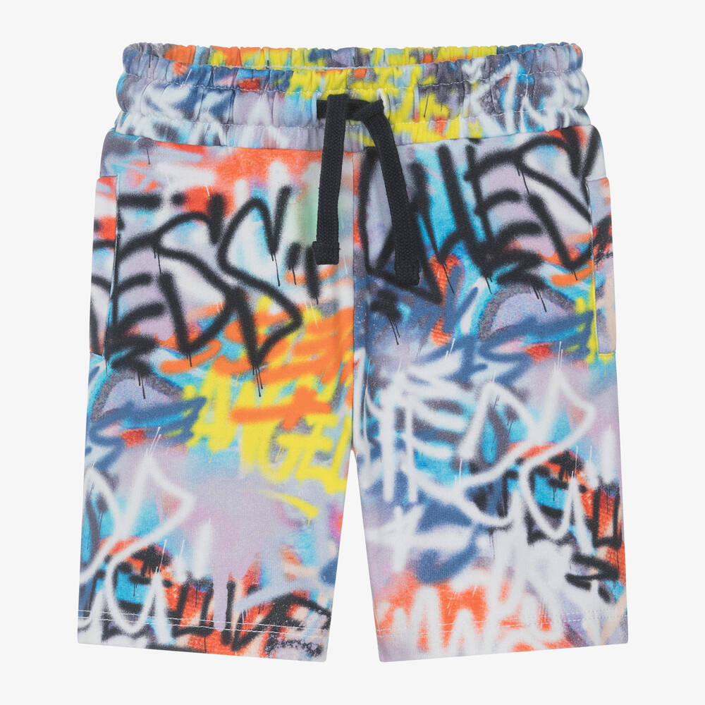 Guess - Boys Blue Graffiti Cotton Shorts | Childrensalon