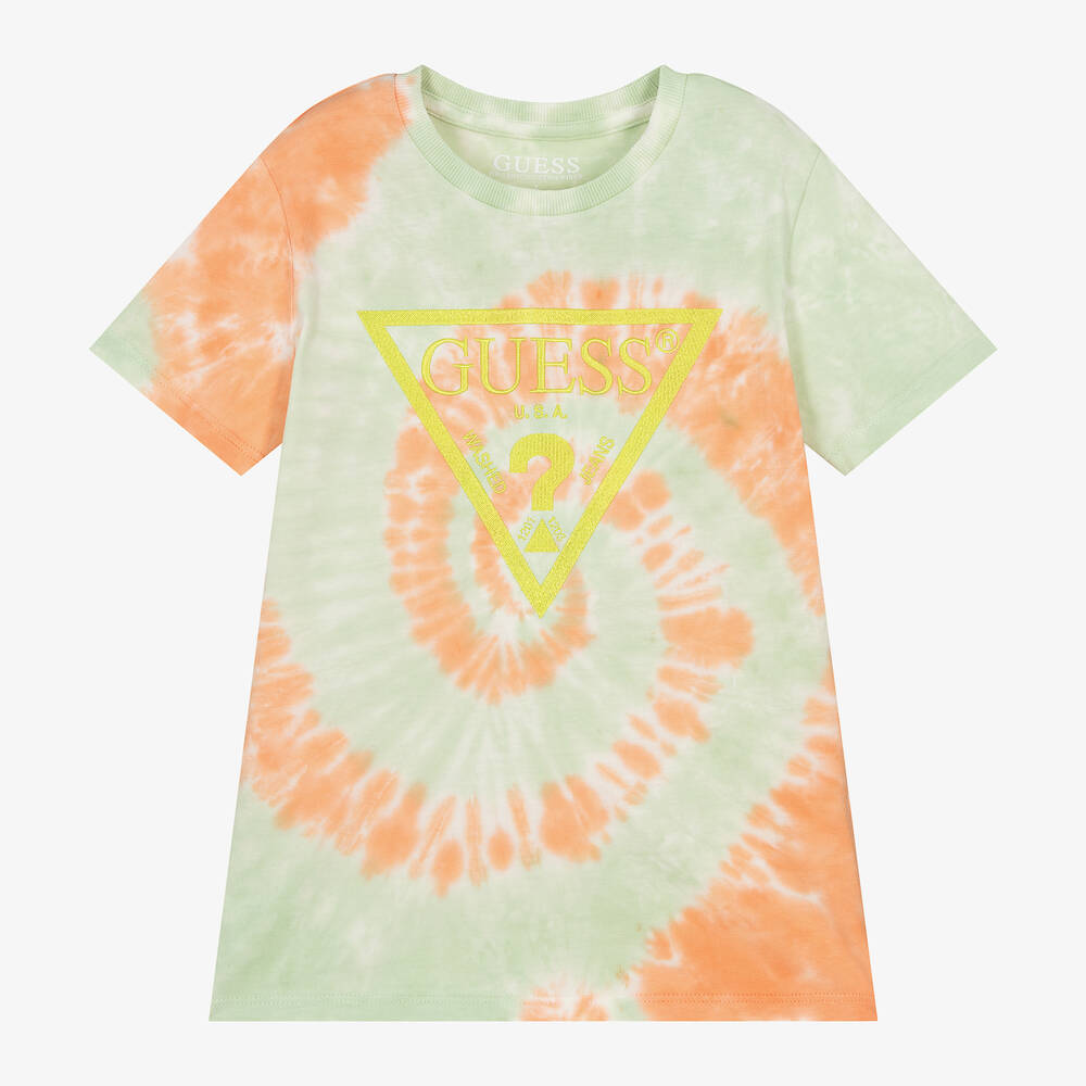 Guess - Boys Green & Orange Tie-Dye T-Shirt | Childrensalon