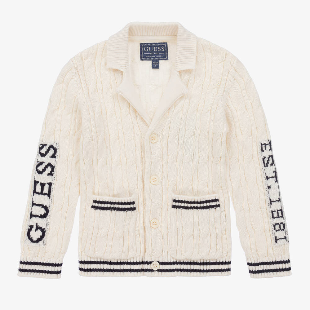 Guess - Cardigan ivoire torsadé garçon | Childrensalon