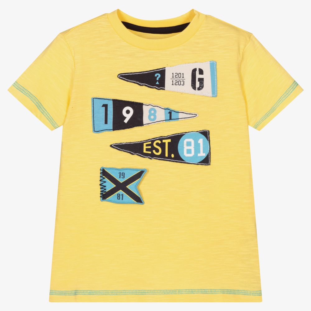 Guess - Boys Yellow Flags T-Shirt | Childrensalon Outlet