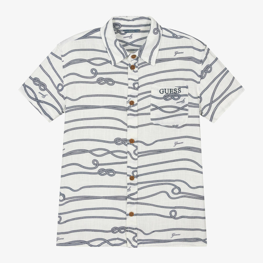 Guess - Junior Boys White Rope Print Shirt | Childrensalon