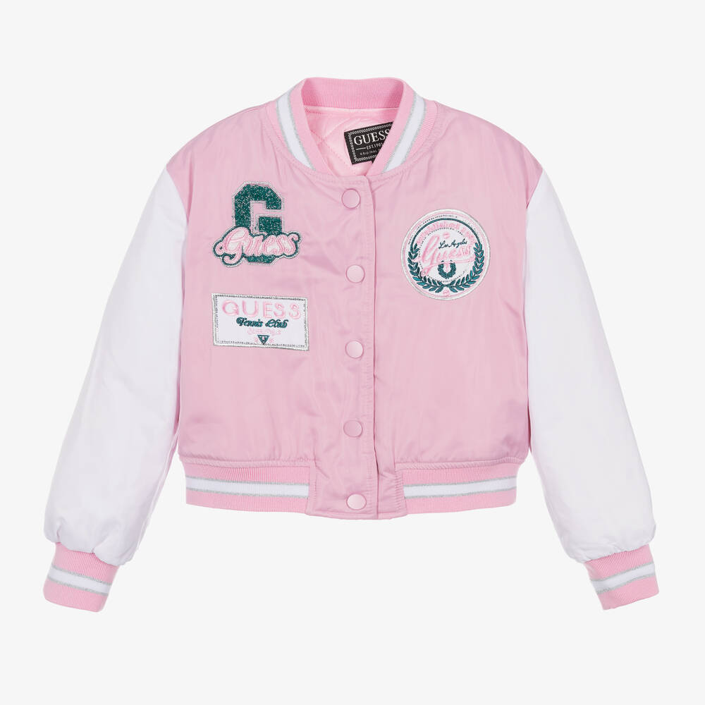 Guess - Junior Girls Pink Bomber Jacket | Childrensalon