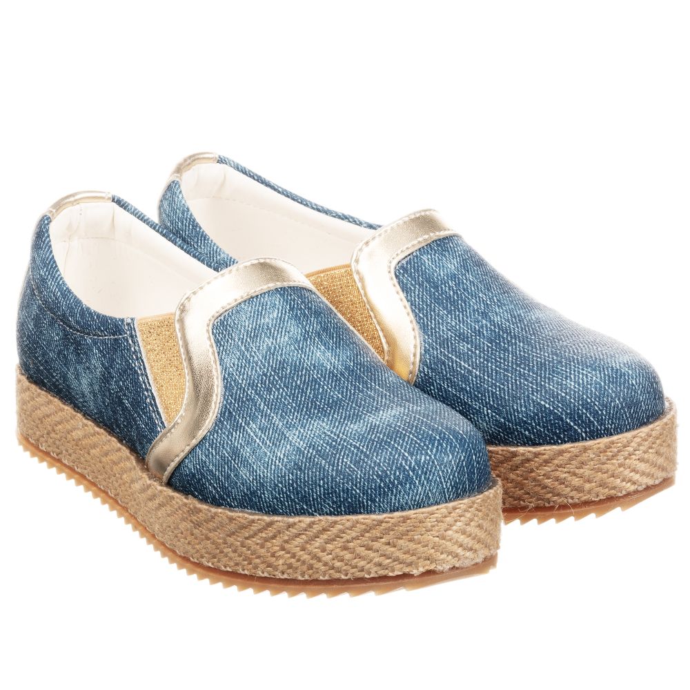 Guess - Teen Blue \u0026 Gold Slip On Shoes 