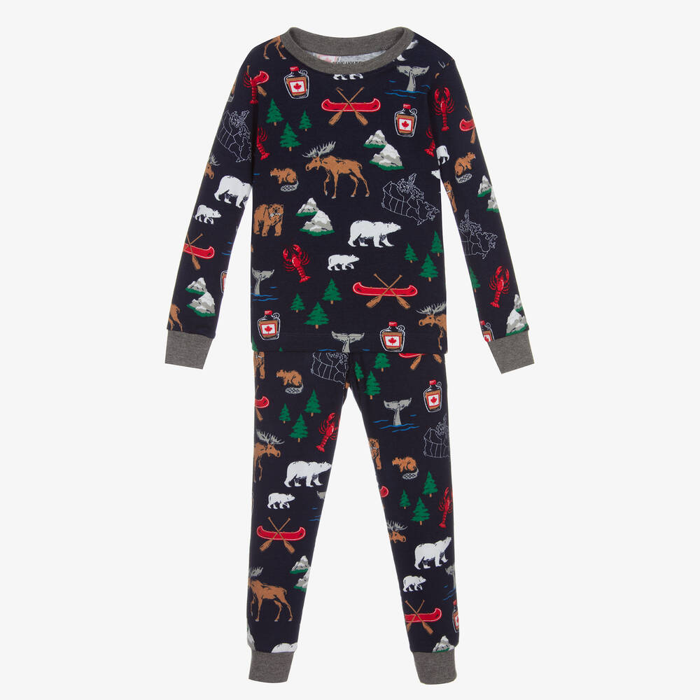 Little Blue House by Hatley - Boys Navy Blue Animals Pyjamas | Childrensalon