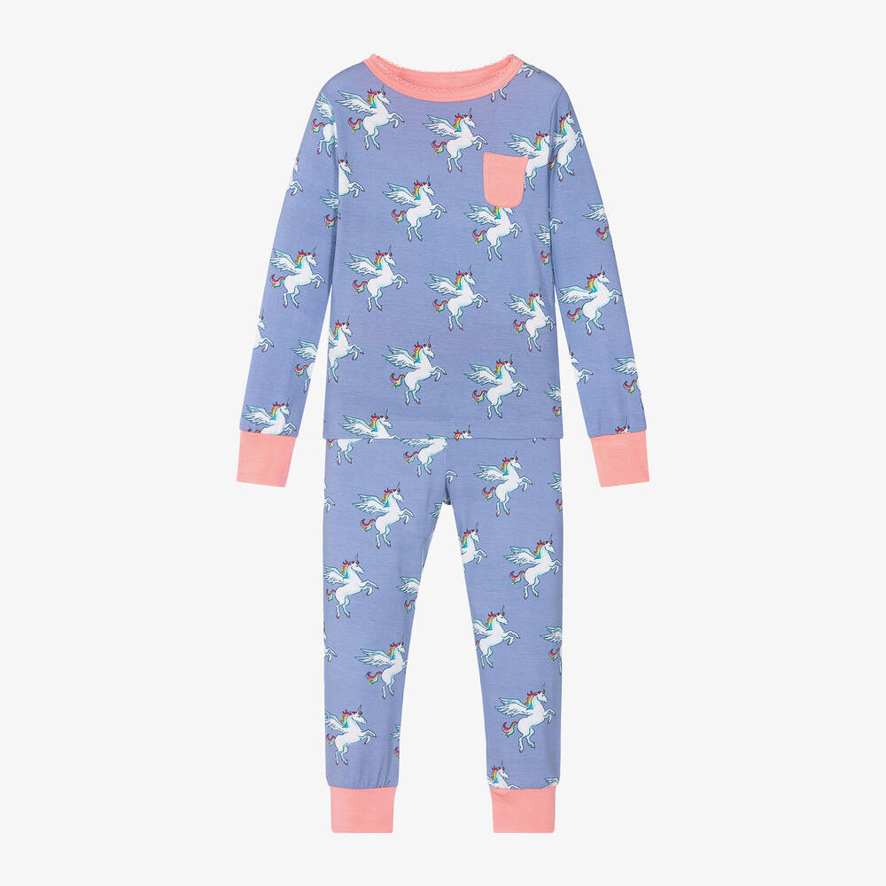 Hatley - Girls Purple Viscose Unicorn Pyjamas | Childrensalon