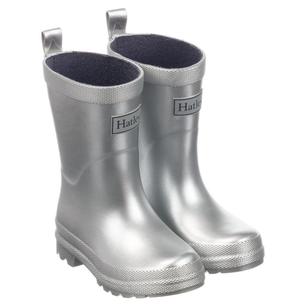 silver rain boots