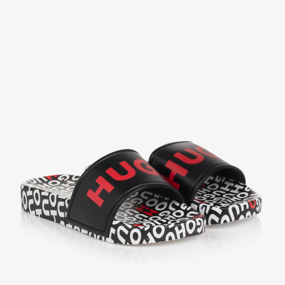 HUGO - Boys Black & Red Sliders | Childrensalon