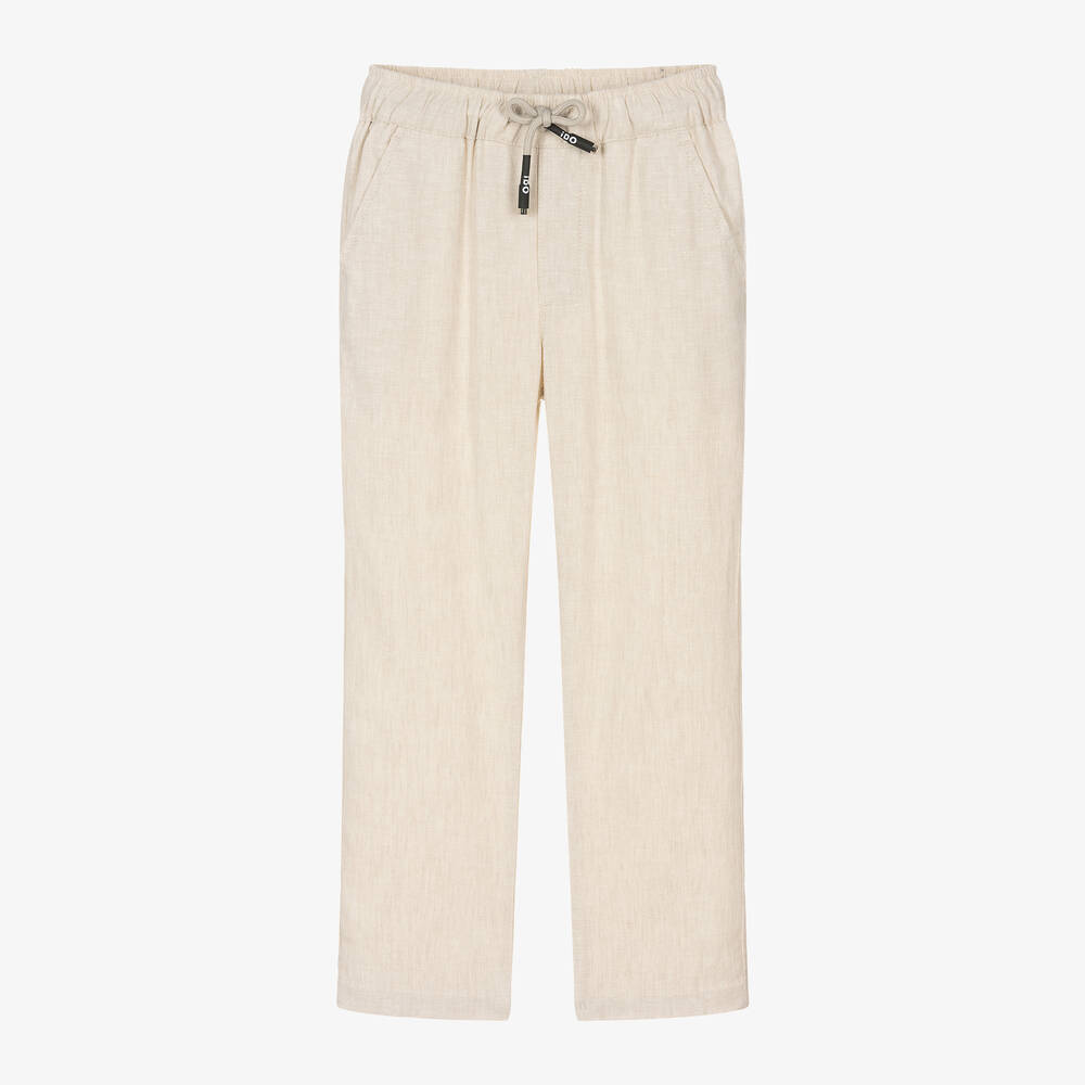 iDO Baby - Boys Beige Linen & Viscose Trousers | Childrensalon