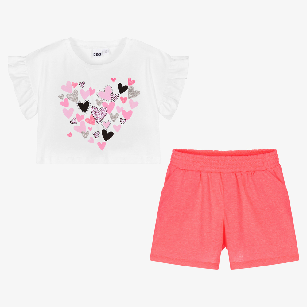 iDO Baby - White & Neon Pink Shorts Set | Childrensalon Outlet