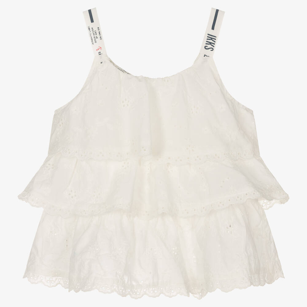 IKKS - Ivory Cotton Broderie Anglaise Top | Childrensalon Outlet