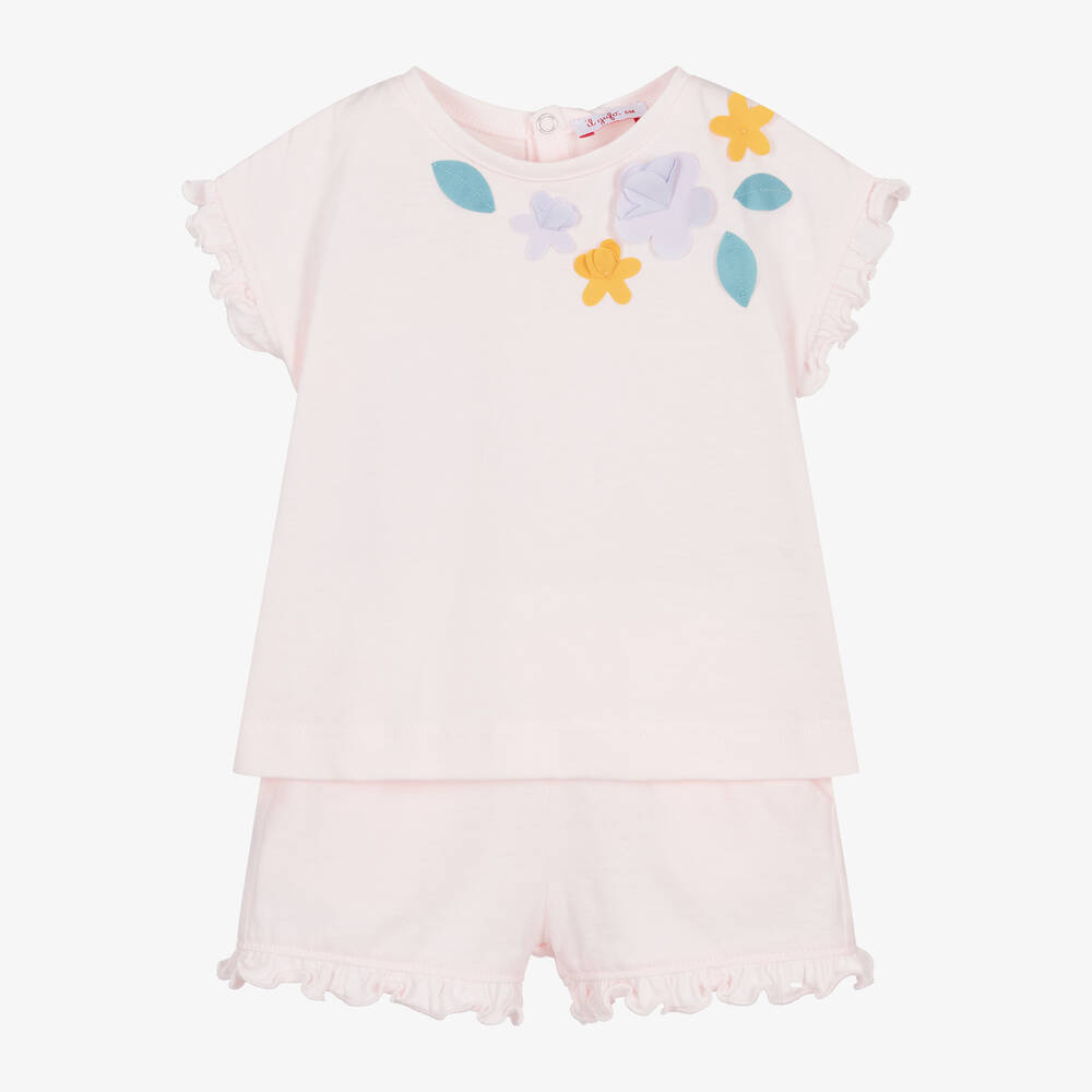 Il Gufo - Girls Pink Cotton Shorts Set | Childrensalon