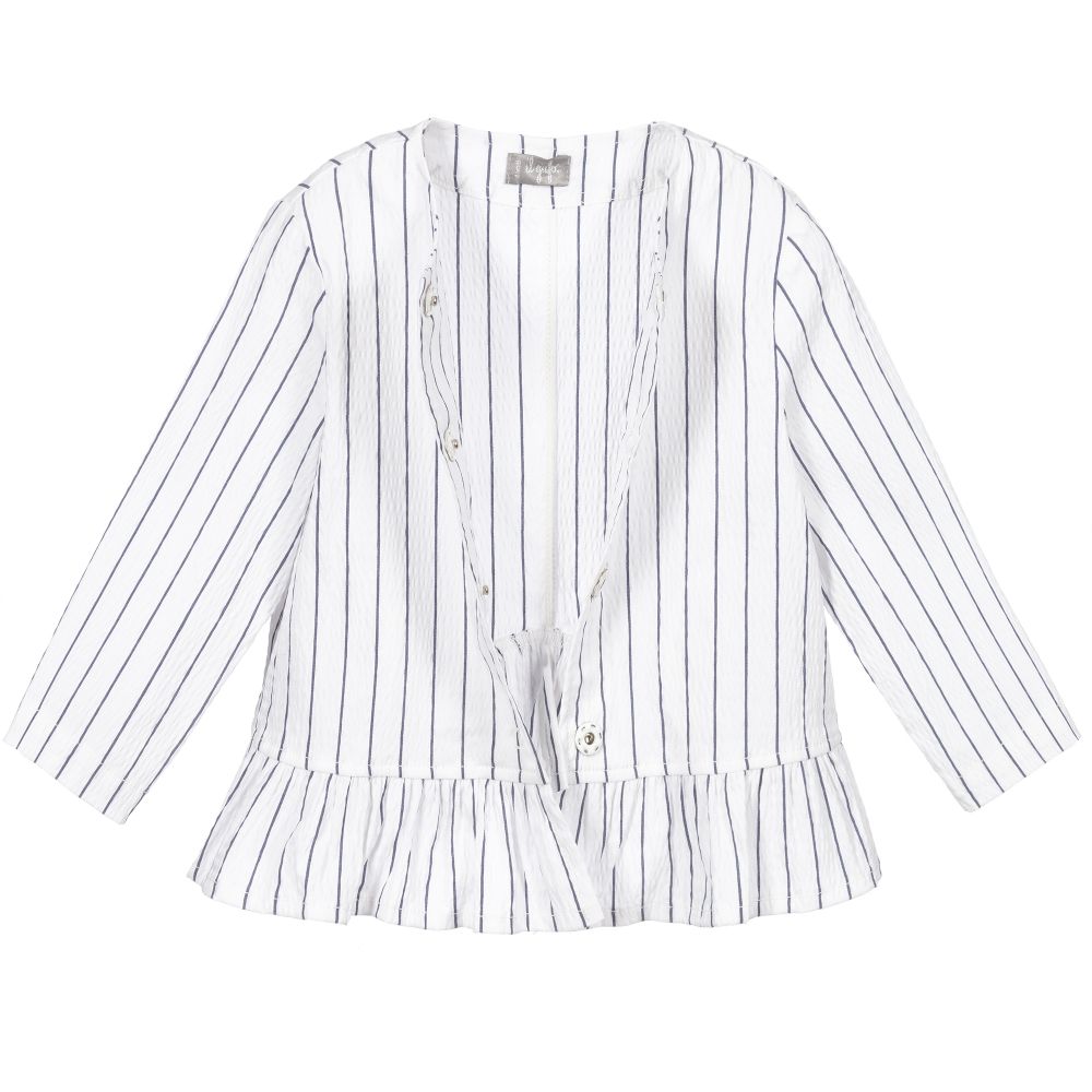 Il Gufo - Girls White Striped Jacket | Childrensalon Outlet