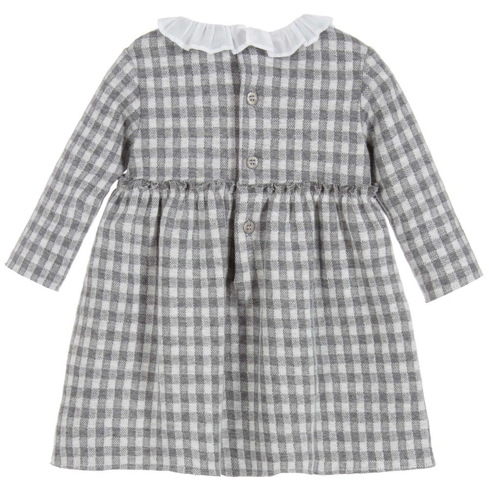 Il Gufo - Grey Gingham Cotton Dress | Childrensalon Outlet