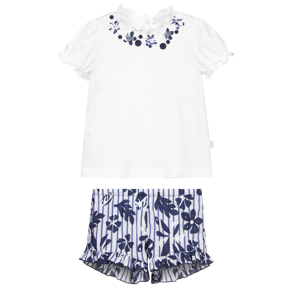 Il Gufo floral-print cotton shorts set - White