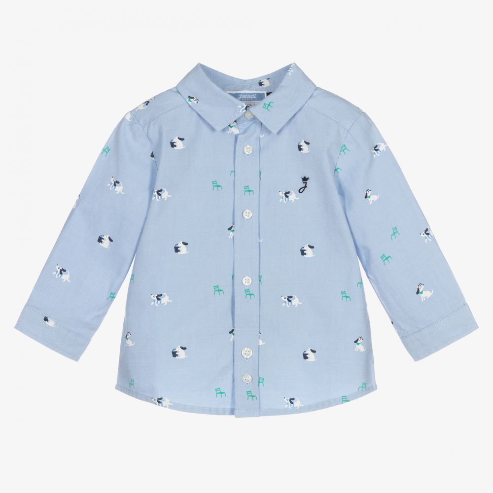 Jacadi Paris - Boys Blue Oxford Cotton Shirt | Childrensalon Outlet