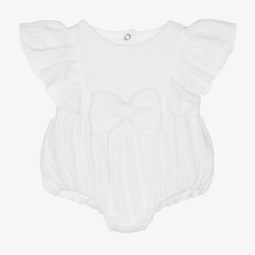 Jamiks - Baby Girls White Broderie Anglaise Shortie | Childrensalon