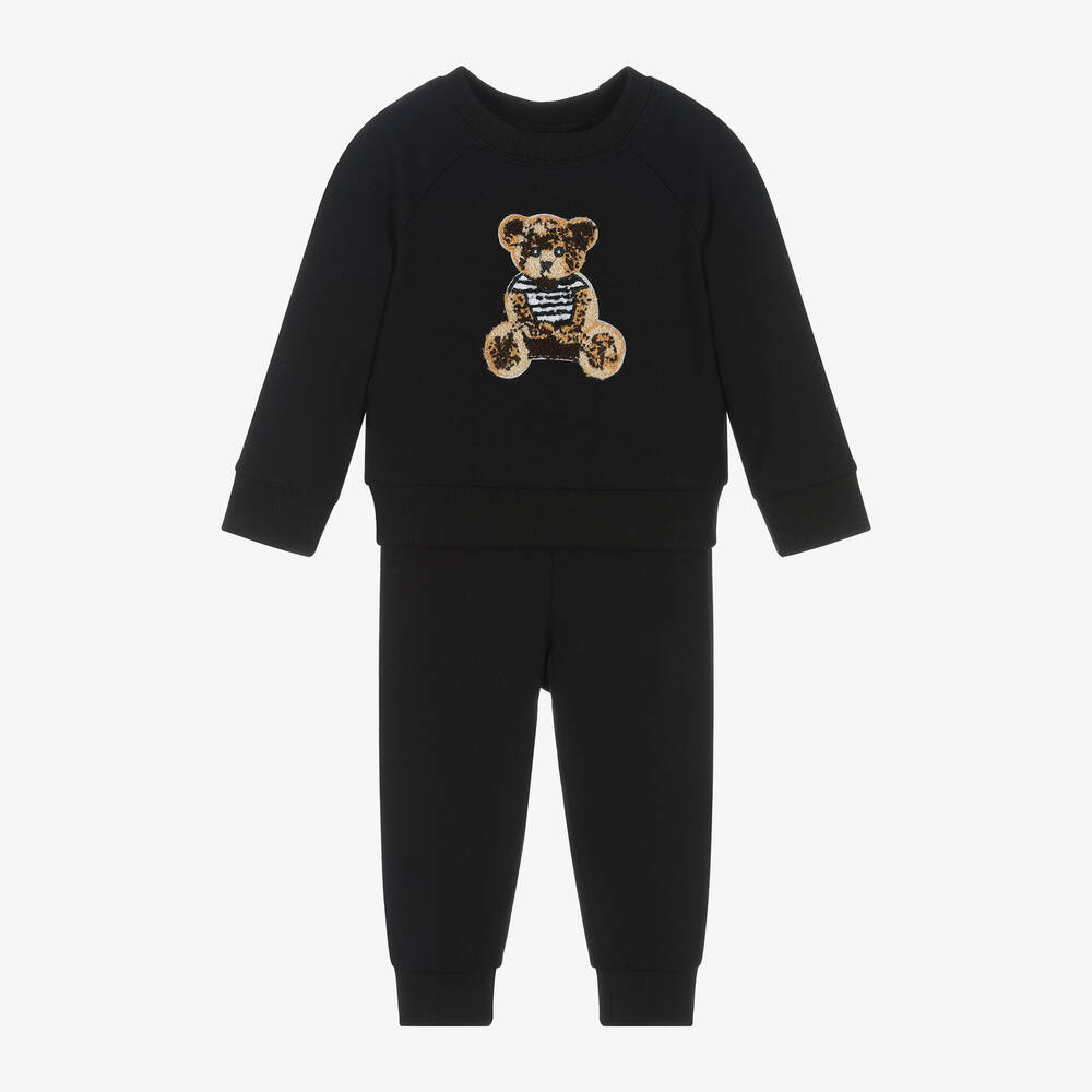 Jamiks - Boys Black Bamboo Viscose Bear Tracksuit | Childrensalon