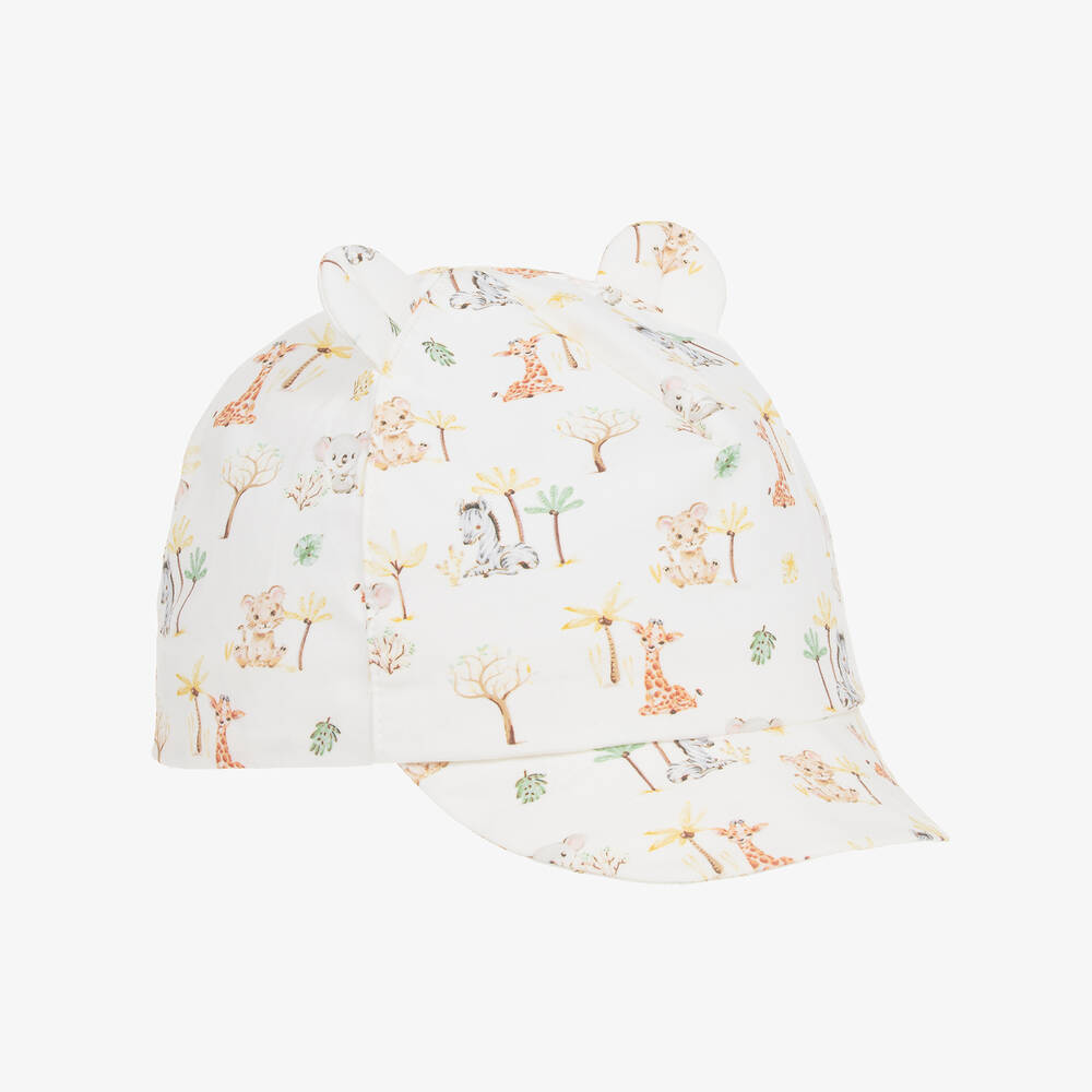 Jamiks - Boys Ivory Cotton Animal Print Cap | Childrensalon