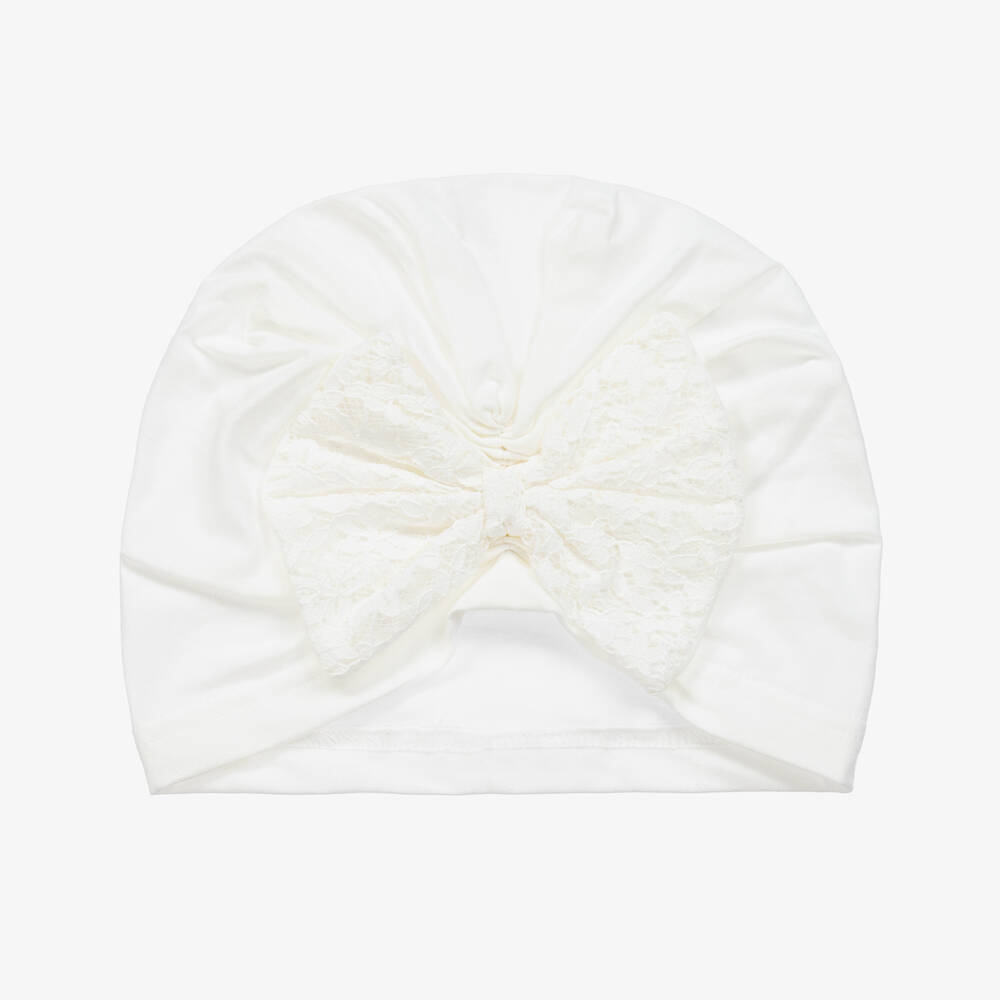 Jamiks - Girls Ivory Cotton Bow Turban | Childrensalon