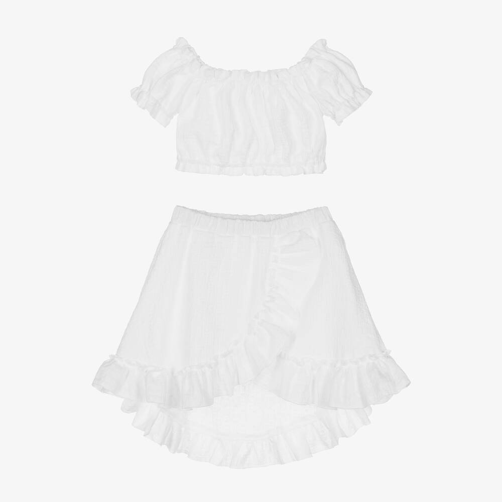 Jamiks - Ensemble jupe blanc en coton fille | Childrensalon