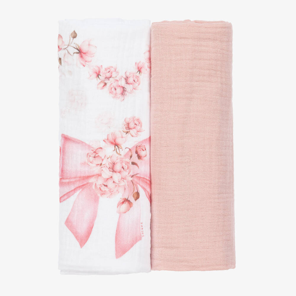 Jamiks - Pink & White Muslin Cloths (2 Pack) | Childrensalon