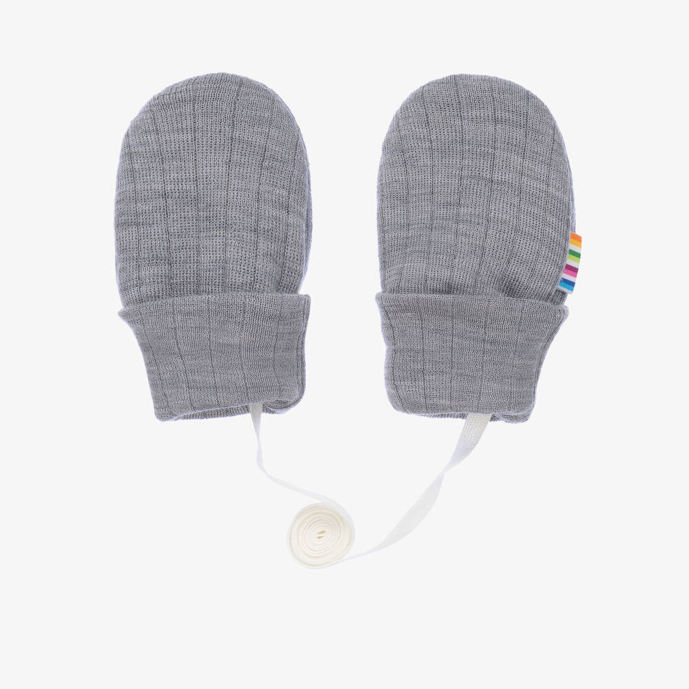 Joha - Grey Merino Wool Baby Mittens | Childrensalon