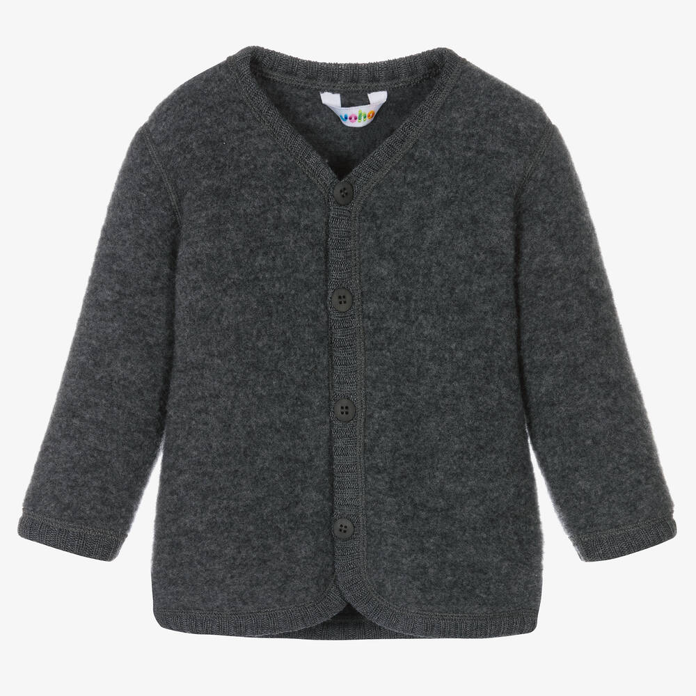 Joha - Cardigan gris en laine thermique | Childrensalon