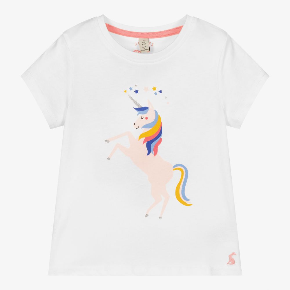 Joules - T-shirt blanc licorne Fille | Childrensalon Outlet