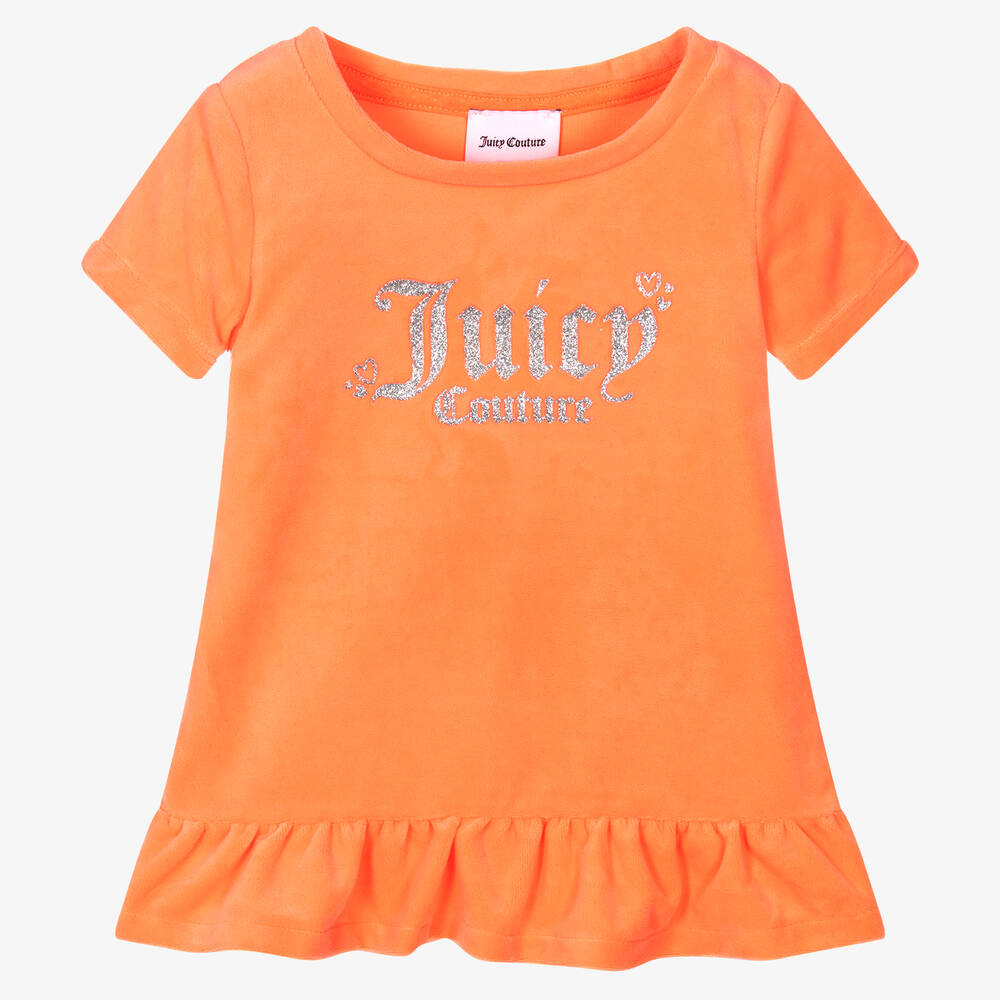 Juicy Couture - Orange Velour Logo Dress  | Childrensalon