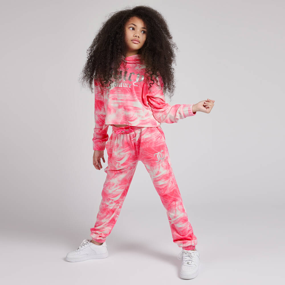Juicy Couture Kids pink Velour Logo Cuffed Sweatpants (3-16 Years)