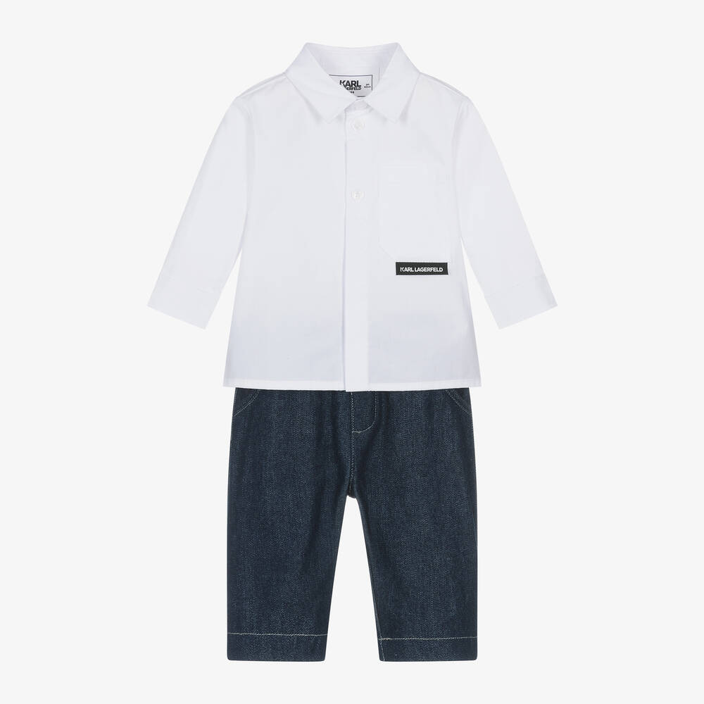 KARL LAGERFELD KIDS - Boys Blue Denim Jeans Set | Childrensalon