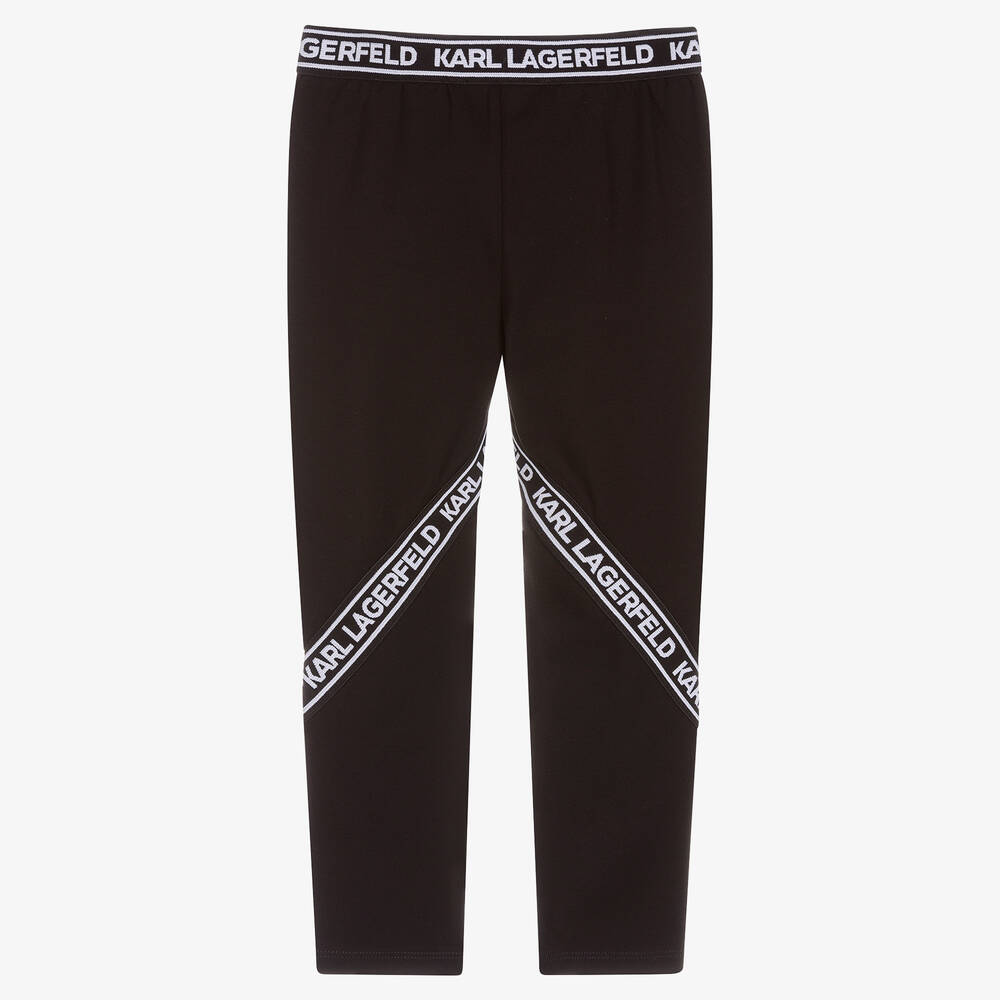 Karl Lagerfeld - Black sport leggings with logo and side stripes - BLS  Fashion