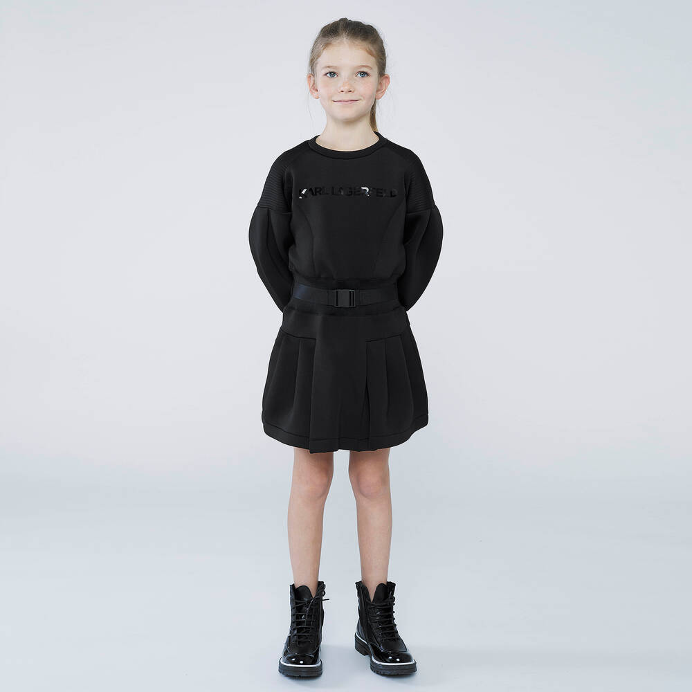 KARL LAGERFELD KIDS - Girls Black Neoprene Dress | Childrensalon