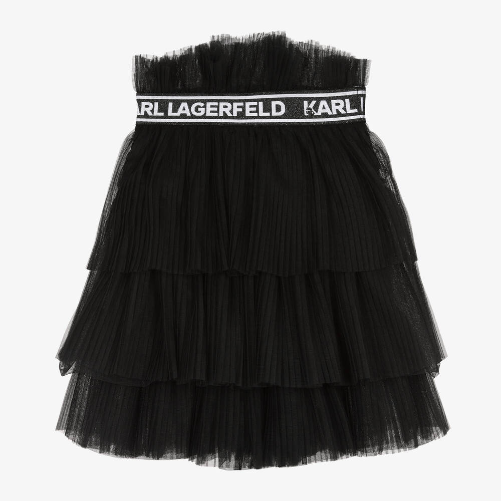 KARL LAGERFELD KIDS - تنورة توتو بكسرات تول لون أسود | Childrensalon