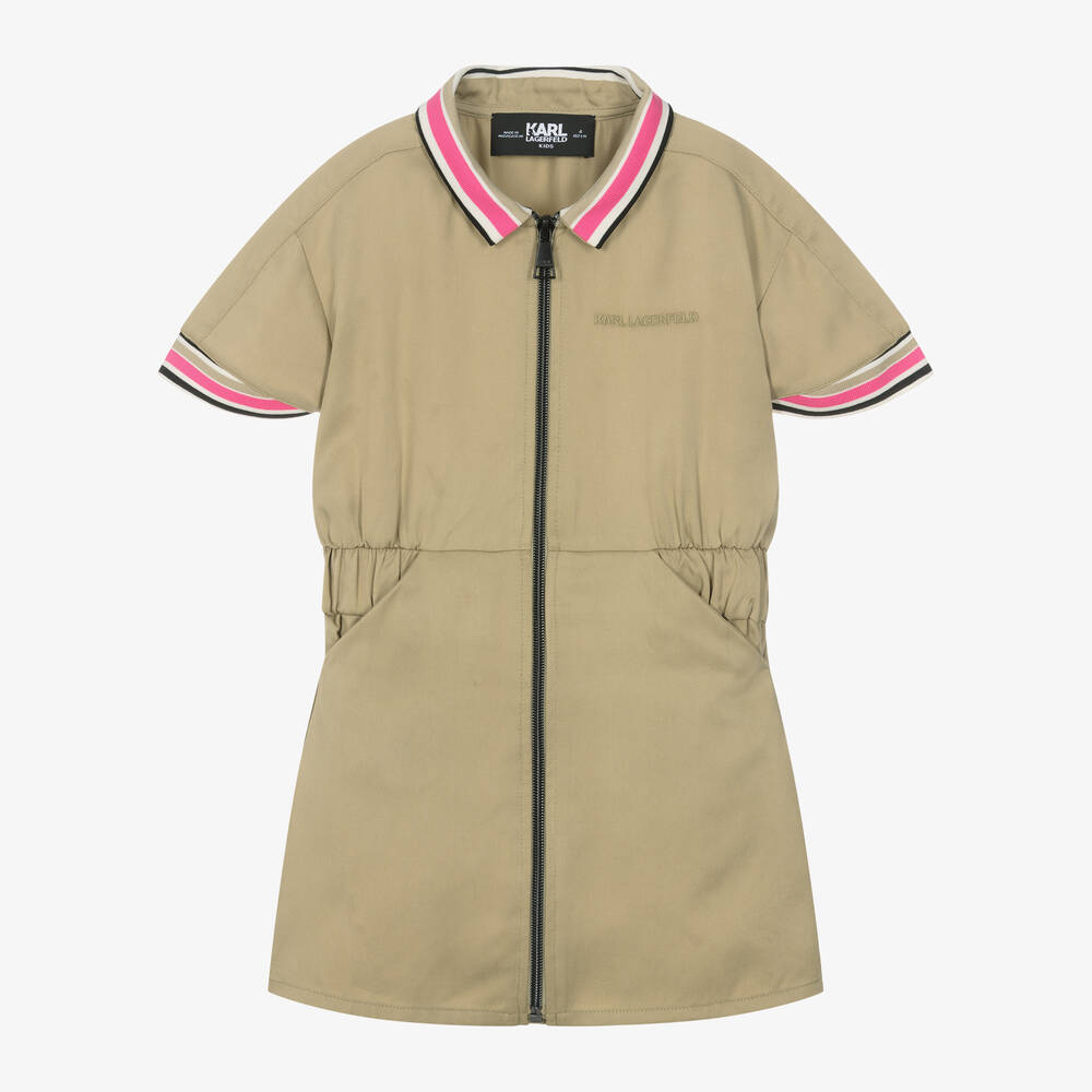 KARL LAGERFELD KIDS - Girls Green Lyocell Zip-Up Dress | Childrensalon