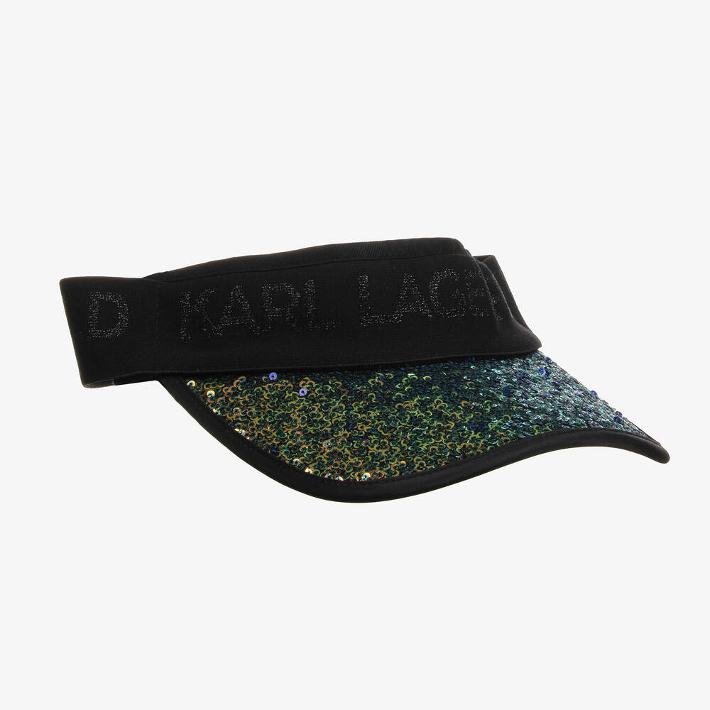 KARL LAGERFELD KIDS - Girls Green Sequin Sun Visor | Childrensalon