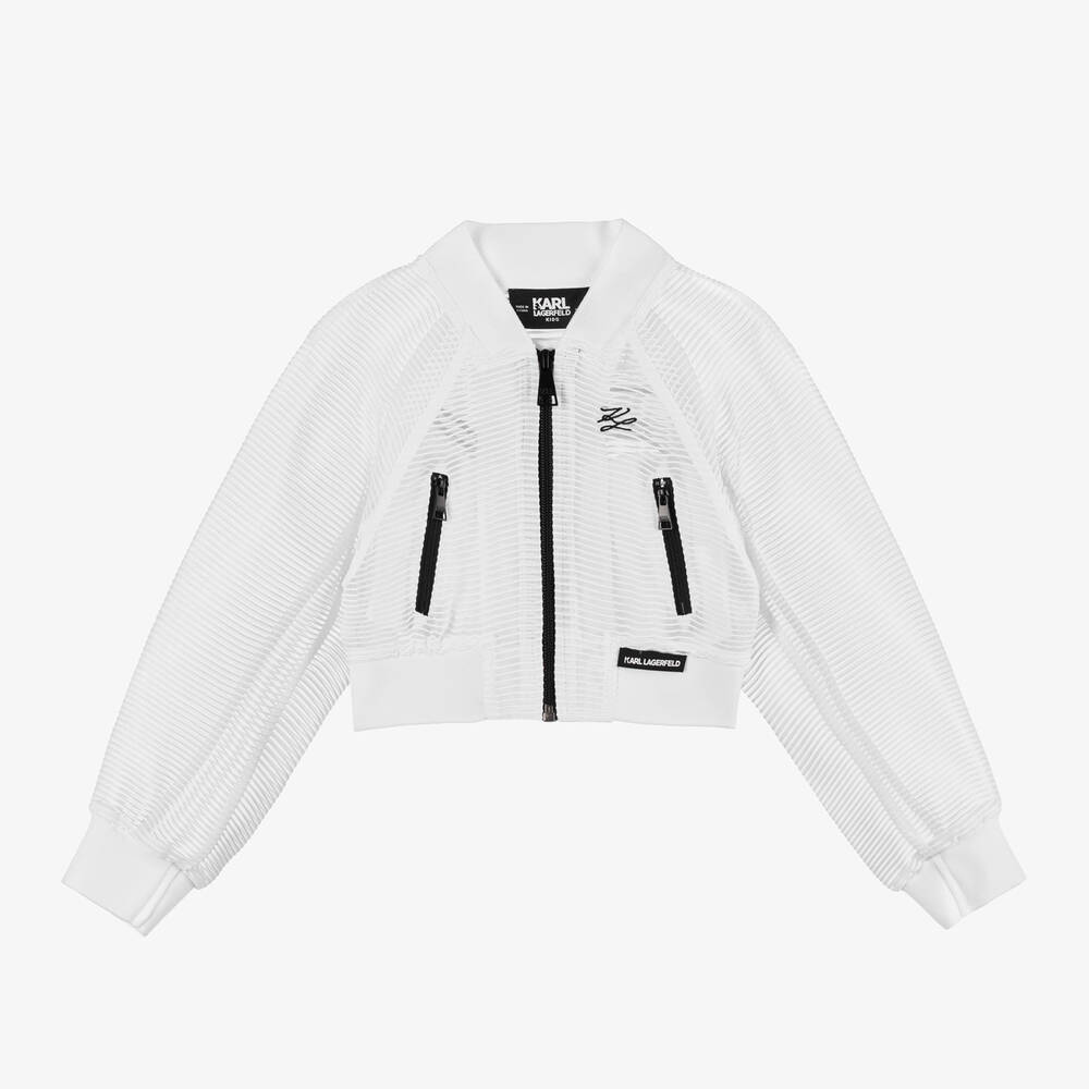 KARL LAGERFELD KIDS - Girls White Organza KL Jacket | Childrensalon