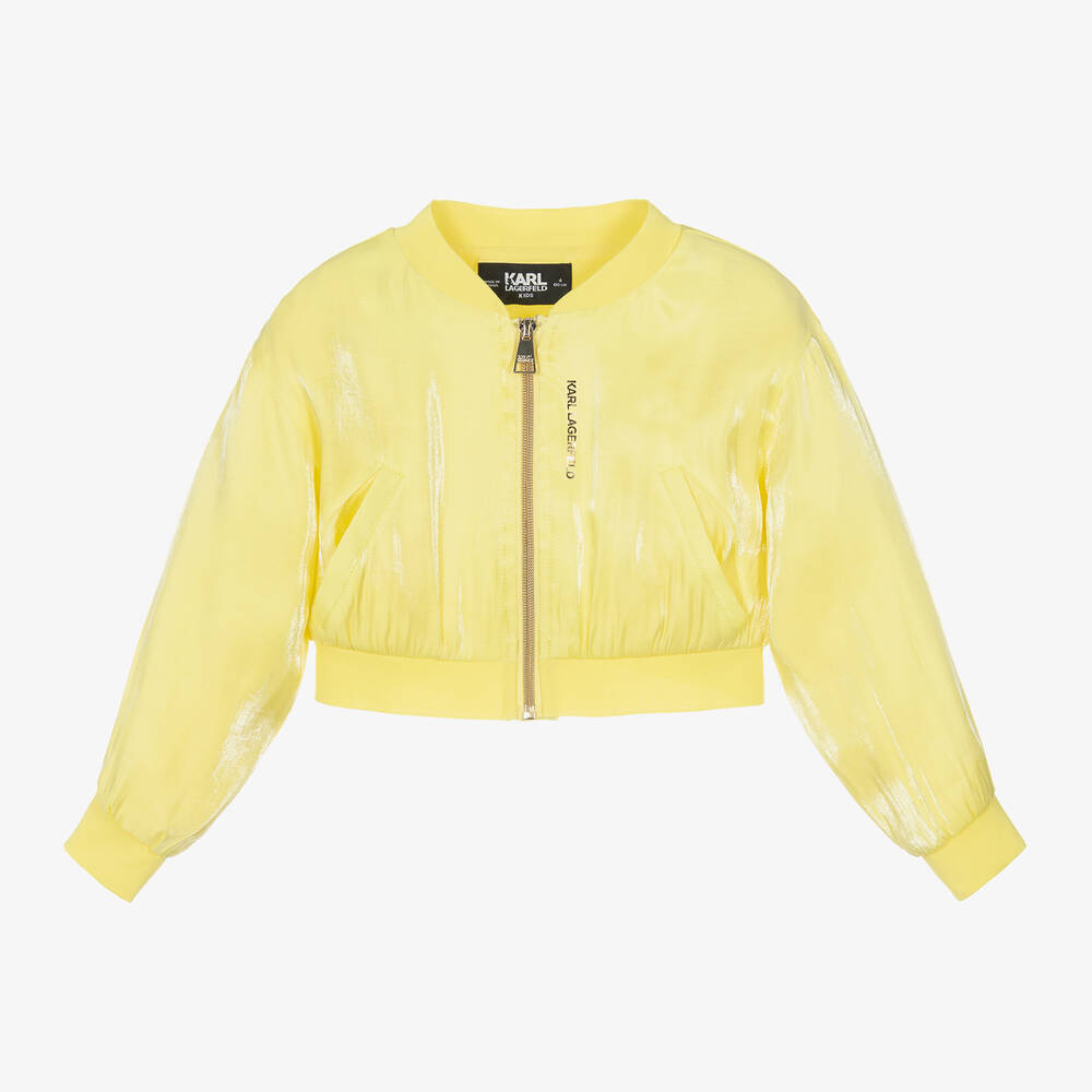 KARL LAGERFELD KIDS - Girls Yellow Rhinestone Bomber Jacket | Childrensalon