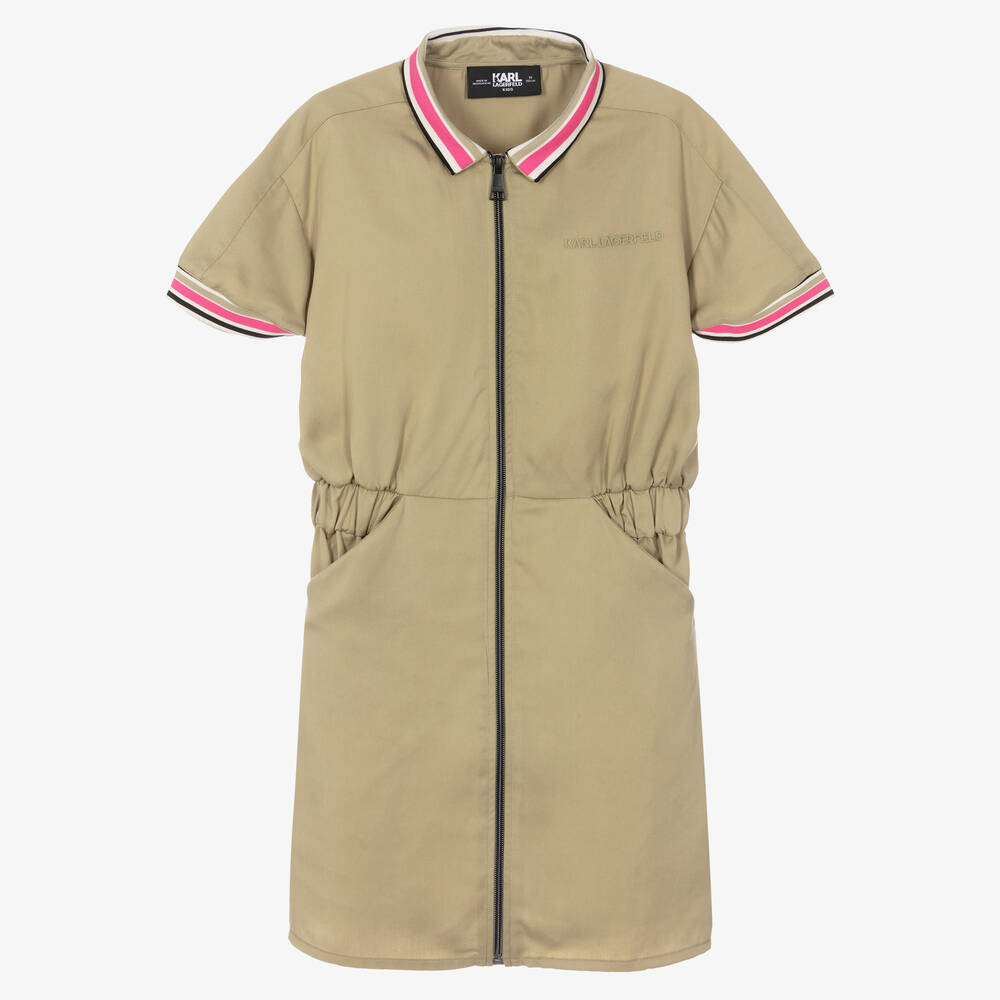 KARL LAGERFELD KIDS - Teen Girls Green Lyocell Zip-Up Dress | Childrensalon