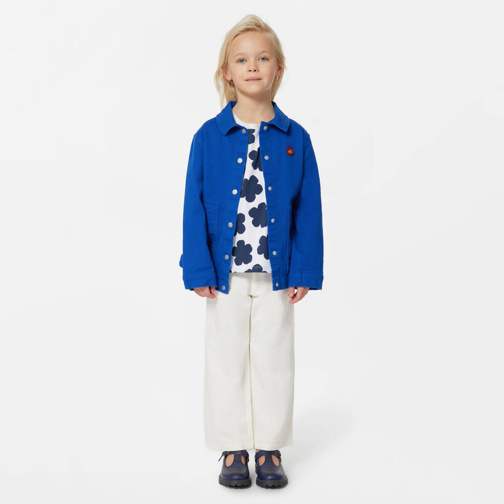 Kenzo Kids Boke Flower-patch cotton jacket - Blue